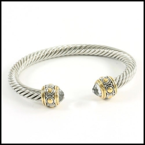 White & Yellow Gold Overlay 3.14 White Sapphire - Picture 5 of 13